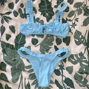 Light blue ruffled bikini set